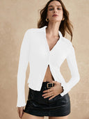 Textured Women's Long Sleeve Blouse