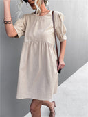Chic Women's Short Sleeve Dress with Elastic Waist