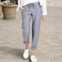 Women's Linen Pants with Elastic Waist and Pockets