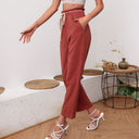 Trendy Women's Fabric Pants with Elastic Waist
