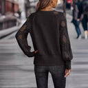 Chic V-Neck Blouse with Lace Sleeves