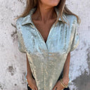 Chic Satin Blouse for Women - Short Sleeves