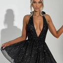 Women's Stunning Cocktail Dress with Shimmering Bodice