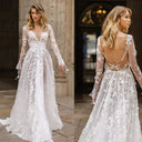 Lace-Embellished V-Neck Women's Wedding Dress