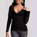 Chic Wrap Top with Romantic Lace Sleeves