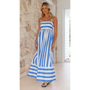 Chic Women's Striped Maxi Dress with Elastic Waist