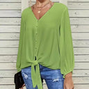 Chic V-Neck Blouse with Knot Detail for Women