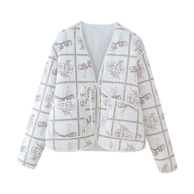 Floral Quilted Blazer for Women