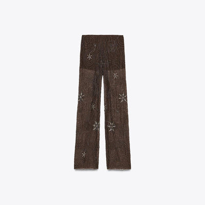 Chic Embroidered Sequin Palazzo Pants for Women
