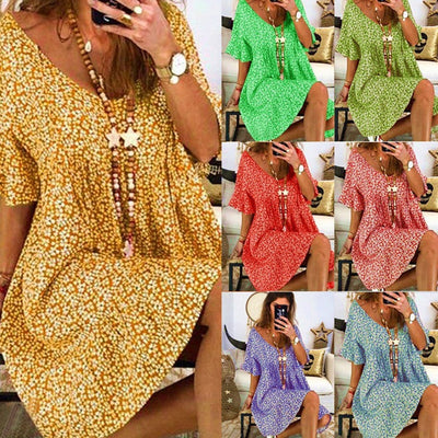 Chic Women's Summer Dress with Flowing Sleeves and V-Neck