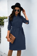 Stylish Women's Shirt Dress with Adjustable Belt and Button Detail