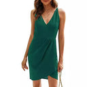 Chic Women's V-Neck Short Wrap Dress with Asymmetrical Hem