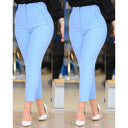 High-Waisted Slim Fit Women's Pants with Decorative Stitching