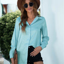 Textured Women's Long Sleeve Blouse with Classic Collar