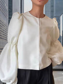 Chic Women's Blouse with Voluminous Puff Sleeves