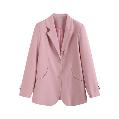 Chic Women's Blazer Jacket with Structured Design and Handy Pockets