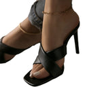 Ladies High Heel Sandals with Elegant Criss-Cross Design and Comfortable Footbed by Heidi-Mode