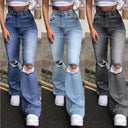 Chic Distressed Design Flared Women's Jeans