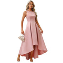 Chic Asymmetrical Satin Evening Dress with Pleats