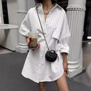 Striped Oversized Shirt Dress for Women