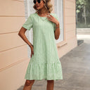 Ruffled Hem Checked Shirt Dress for Women