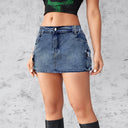 Denim Cargo Skirt with Utility Pockets for Women