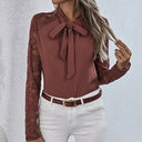 Chic Women's Ruffle Blouse with Bow Collar
