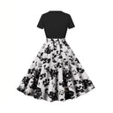 Ladies Lace Dress with Contrasting Top and Flowing Skirt