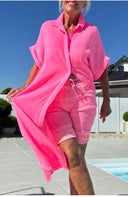 Women's Cotton Button-Up Beach Cover-Up
