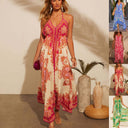 Chic Women's Maxi Dress with Deep V-Neck Design