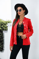Chic Women's Blazer Jacket with Gold Button Accents