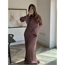 Women's Long Sleeve Maxi Dress with Ruffle Accents