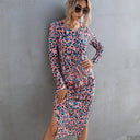 Chic Long Sleeve Ruffle Dress with Side Slit