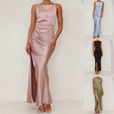 Chic Satin Evening Gown with Stylish Slit