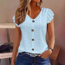 Women's Ruffle-Detail Blouse with Button Closure