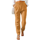 Women's Cotton Trousers with Elastic Waist and Handy Pockets