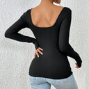 Women's Long Sleeve Bodysuit with Chic Wrap Design and Cozy Cuffs