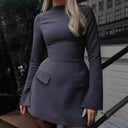 Chic Mini Dress with Long Sleeves and Handy Pockets