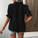 Women's Airy Blouse with Ruffled Hem and Relaxed Fit