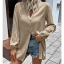 V-Neck Balloon Sleeve Women's Blouse