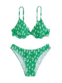 Women's High-Cut Bikini Set with Padded Top and Adjustable Straps