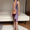 Chic Midi Dress with Contemporary Print for Women