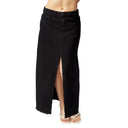 Trendy Long Denim Skirt with Chic Split Design