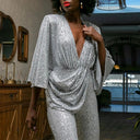 Stylish Sequined Jumpsuit with Flared Legs