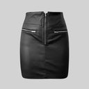 Women's High-Waisted Faux Leather Mini Skirt with Zipper Accents
