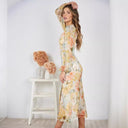Floral Balloon Sleeve Maxi Dress for Women