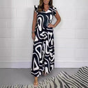 Graphic Pattern Maxi Dress with Ruffles