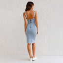 Chic Denim Midi Dress with Side Slit