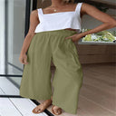 Chic High-Waisted Palazzo Pants with Elastic Waistband and Side Pockets