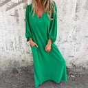 V-Neck Maxi Dress with Convenient Pockets